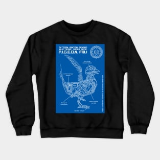 secret pigeon robot spy. a FBI blueprint. we see you! Illuminati art. Crewneck Sweatshirt